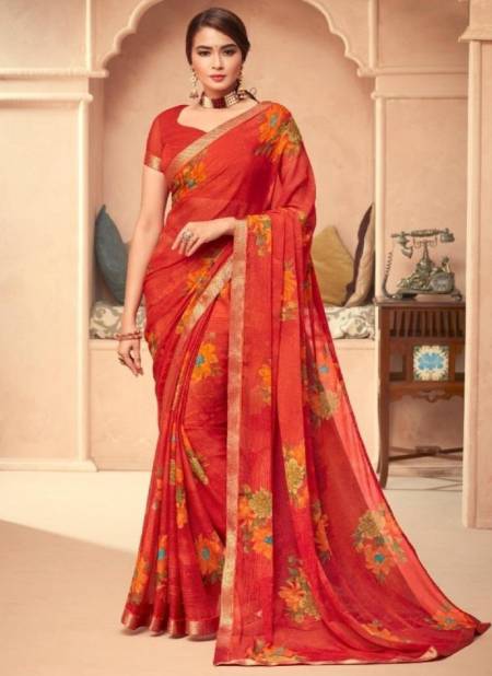 Red RUCHI BAHAAR 2nd EDITION Designer Regular Casual Wear Chiffon Printed Saree Collection 10803-A